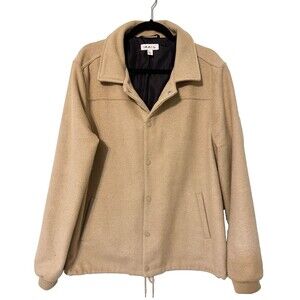 The Rail Jacket Mens X-Large Tan Snap Button Long Sleeve Lined Drawstring‎ Waist